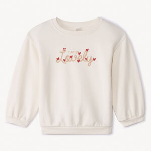Sudadera de felpa lisa con estampado Love para bebé niña  Main Sudadera de felpa lisa con estampado Love para bebé niña