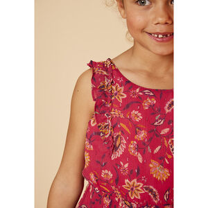 Vestido de tirantes con volantes y espalda cruzada niña 