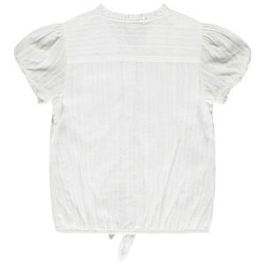 Blusa de manga corta con nudo y efecto plisado niña. 