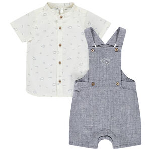 Conjunto de 2 piezas con estampado de ballena y pichi para bebé niño 