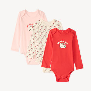 Lote de 3 bodies de manga larga para bebé niña Hello Kitty 