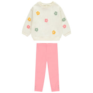 Conjunto sudadera con parche de bucles fantasía + leggings para bebé niña 