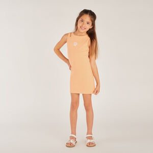 Vestido sin mangas de malla con bordado de flores para niña 