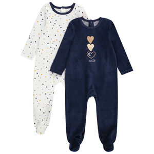 Pack de 2 peleles de terciopelo con estampado de corazón para bebé niña Main Pack de 2 peleles de terciopelo con estampado de corazón para bebé niña