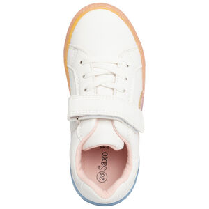 Zapatillas bajas con cordones y velcro con estampado de arcoíris para niña. 