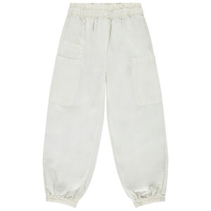 Pantalón balón estilo cargo en tela lisa para niña  Main Pantalón balón estilo cargo en tela lisa para niña