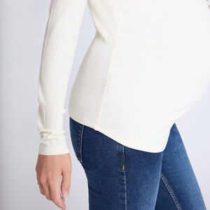 Camiseta de manga larga premamá de punto acanalado liso 