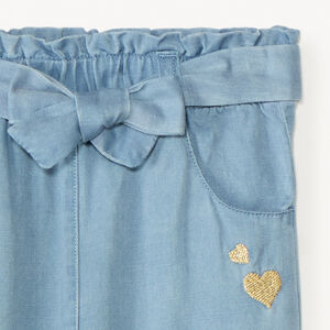 Pantalón bordado de corazones + cinturón para atar niña bebé 