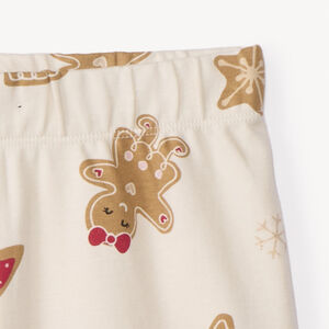 Conjunto de pijama corto de interlock con estampado navideño para niña 