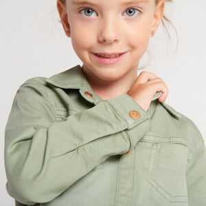 Robe manches longues uni en denim pour fille  Main Robe manches longues uni en denim pour fille