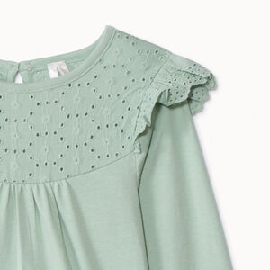 T-shirt manches longues uni à col marin brodé pour bébé fille  Main T-shirt manches longues uni à col marin brodé pour bébé fille