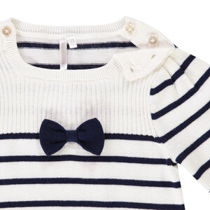 Pull marin boutonné avec nœud décoratif pour bébé fille 