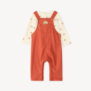 Ensemble 2 pièces salopette et t-shirt bébé garçon imprimé lions 