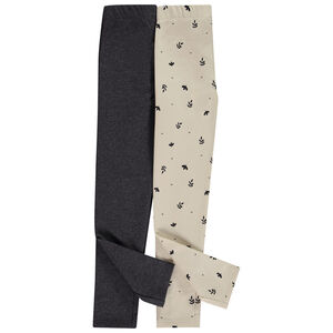 Juego de 2 leggings de felpa con estampado niña 