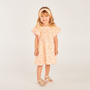 Conjunto de 2 piezas: vestido + diadema de estampado divertido para niña bebé. 