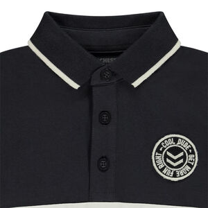 Polo de manga larga efecto color block con parche para niño 