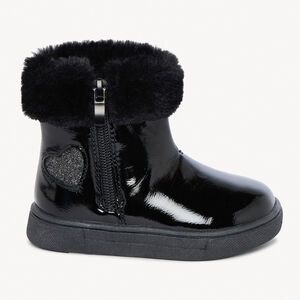 Botines de charol con cuello de piel sintética para bebé niña 