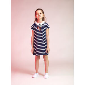 Vestido de felpa rayado con lentejuelas mágicas para niña 