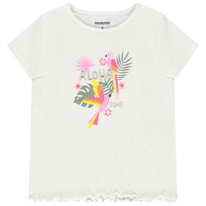 Camiseta de manga corta con estampado tropical para niña  Main Camiseta de manga corta con estampado tropical para niña