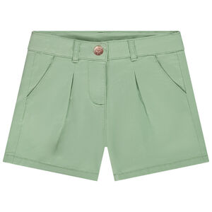 Short de sarga lisa con efecto pinzas para niña  Main Short de sarga lisa con efecto pinzas para niña