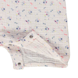 Combinaison courte + bandeau en double gaze de coton pour bébé fille 
