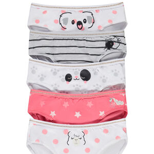 Juego de 5 braguitas con estampado de animales niña 