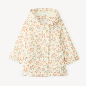 Parka impermeable para bebé niña con capucha y estampado de leopardo. 