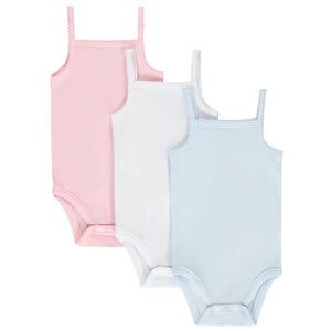 Pack de 3 bodies sin mangas lisos para bebé niña 