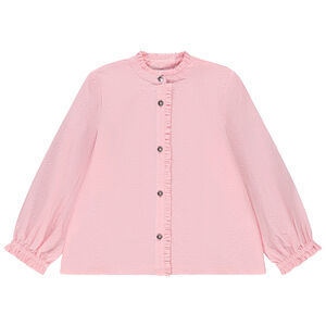 Camisa bordada de manga larga abullonada para niña 
