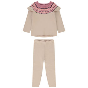 Ensemble jogging 2 pièces en tricot jacquard pour bébé fille 
