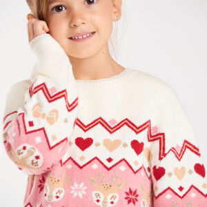Pull fille en tricot jacquard 