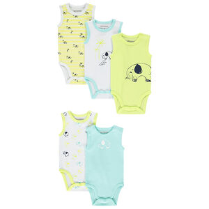 Pack de 5 bodies sin mangas elefante para bebé niño 