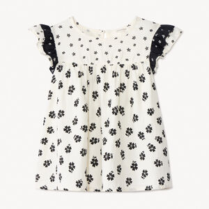 Túnica de manga corta en gasa con estampado floral para niña  Main Túnica de manga corta en gasa con estampado floral para niña