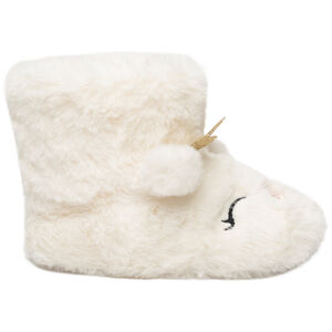 Zapatillas de casa de piel sintética con orejas en relieve y bordado para niña 