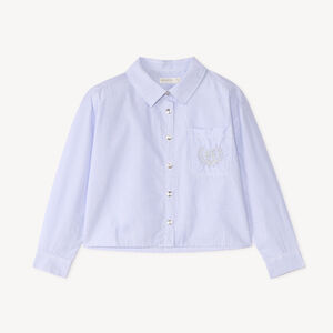 Camisa de niña de manga larga a rayas con detalles plateados. 