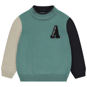 Suéter de punto efecto color block con parche para bebé niño 