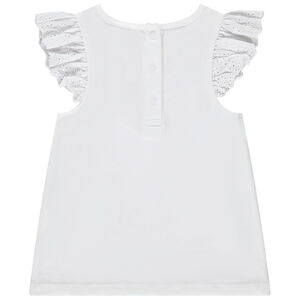 Camiseta de manga corta con volante y motivo brillante para bebé niña 