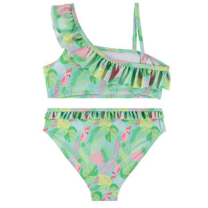 Maillot de baño 2 piezas asimétrico estampado jungle niña 