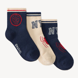 Lote de 3 pares de calcetines para niño con estampados de Spider-Man Marvel. 