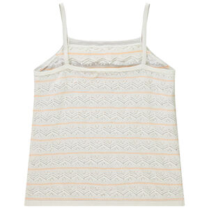 Camiseta de punto y tejido pointelle con cuello volante niña 