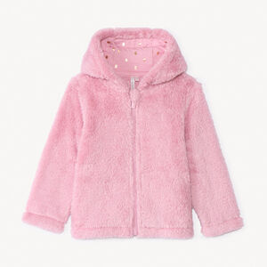 Gilet polaire en sherpa uni avec capuche pour bébé fille 