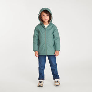 Parka de goma para niño con capucha y forro de micropolar 