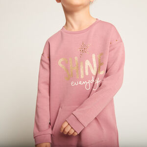 Vestido sudadera de felpa con bolsillo tipo canguro para niña 