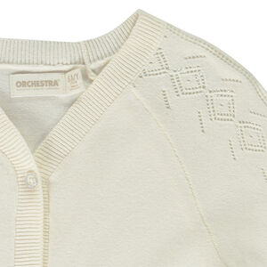 Gilet mangas raglán de punto calado para niña 