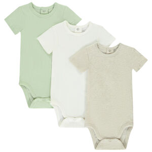 Lote de 3 Bodies de manga corta lisos para bebé niño 