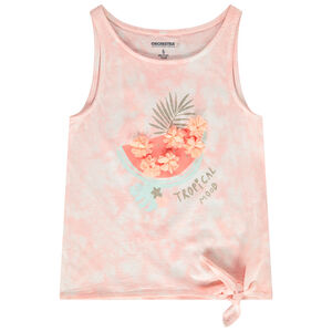 Camiseta sin mangas efecto tie & dye con flores en 3D niña 