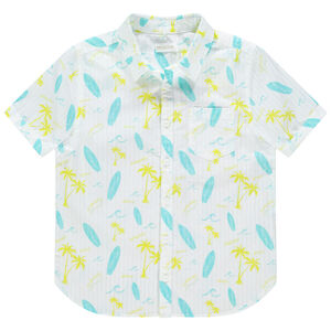 Camisa manga corta print palmeras y tablas 