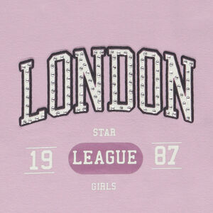 Camiseta de manga larga de jersey con estampado y strass para niña 