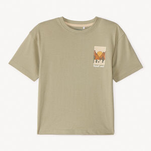 Camiseta de manga corta con estampado de desierto en la espalda para niño. 