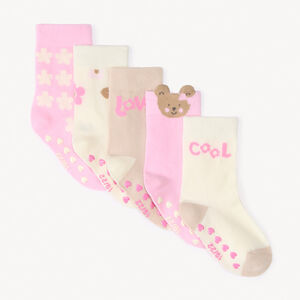 Pack de 5 pares de calcetines antideslizantes para niña. 